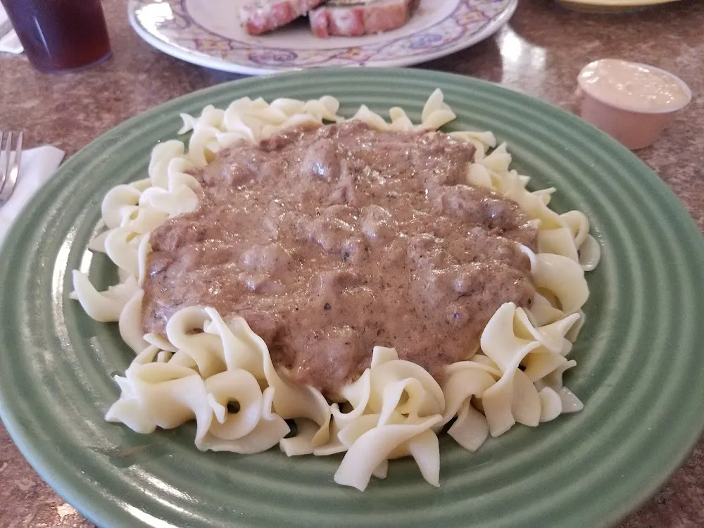 Beef Stroganoff over Noodles