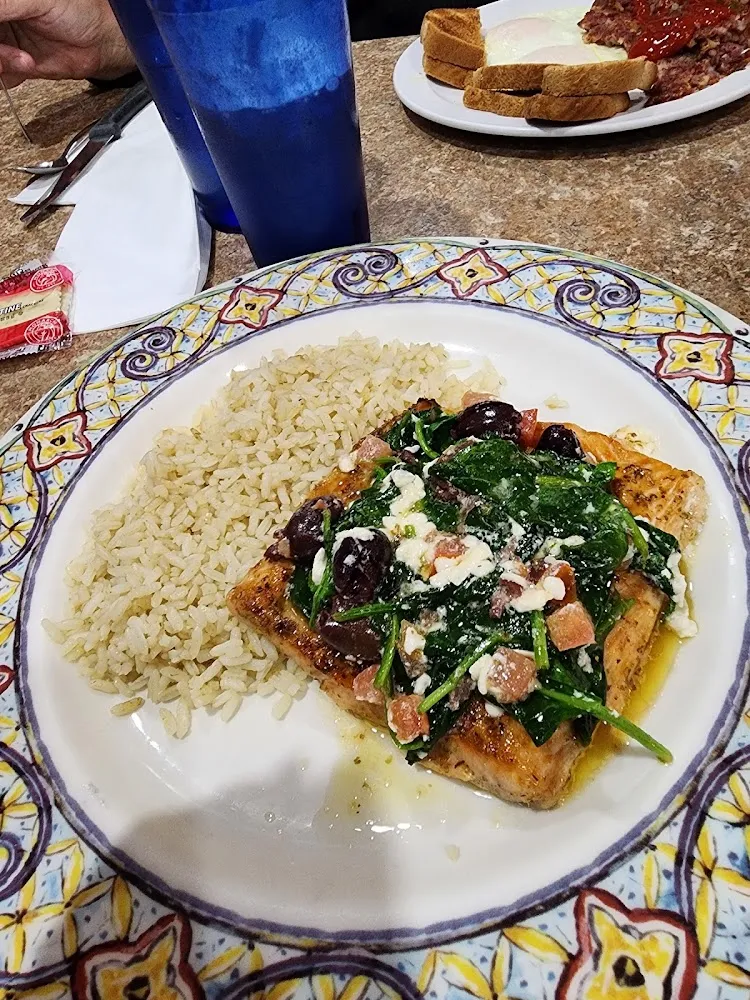 Greek Salmon with Rice Pilaf